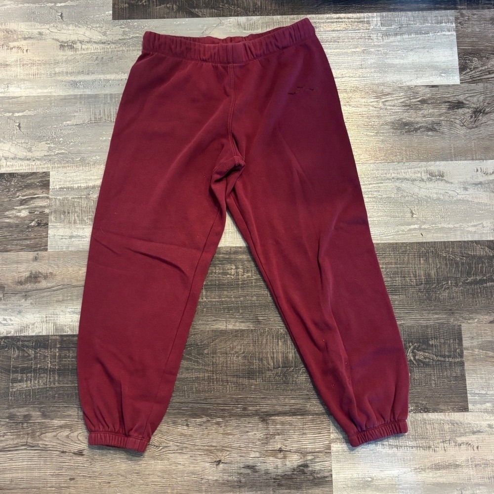 Lazypants Women Burgundy Maroon Fleece Joggers Sweatpants Size L Bird Logo